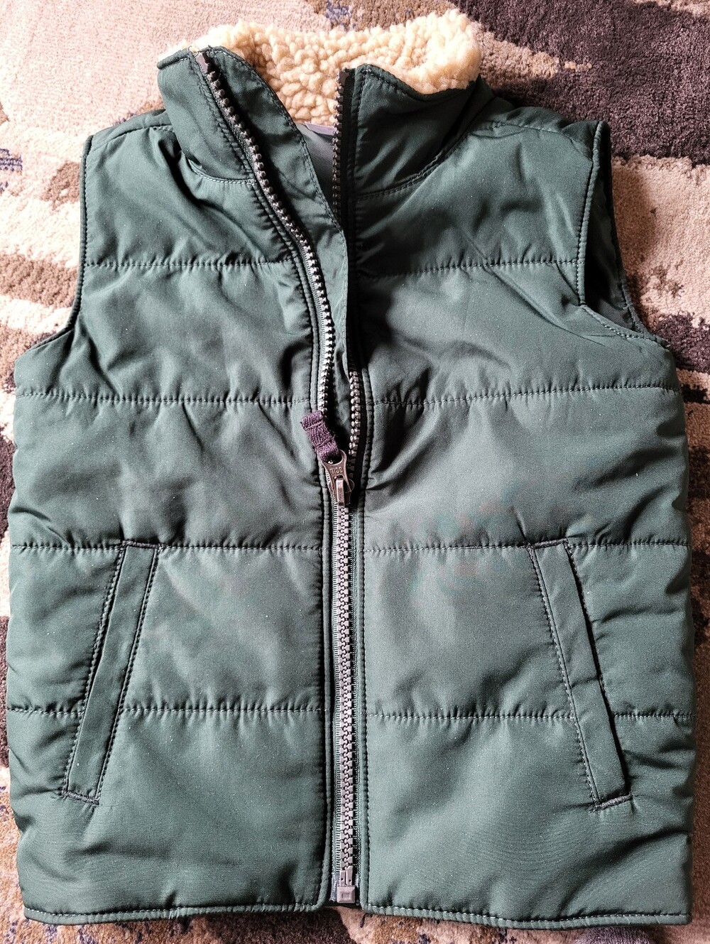 Carter's Dark Green Quilted Fleece-Lined Puffer Vest